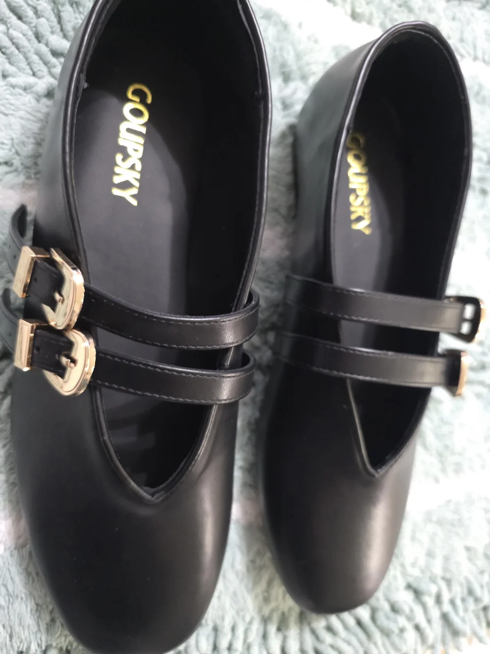 Women's Black Double-Strap Mary Jane Loafers